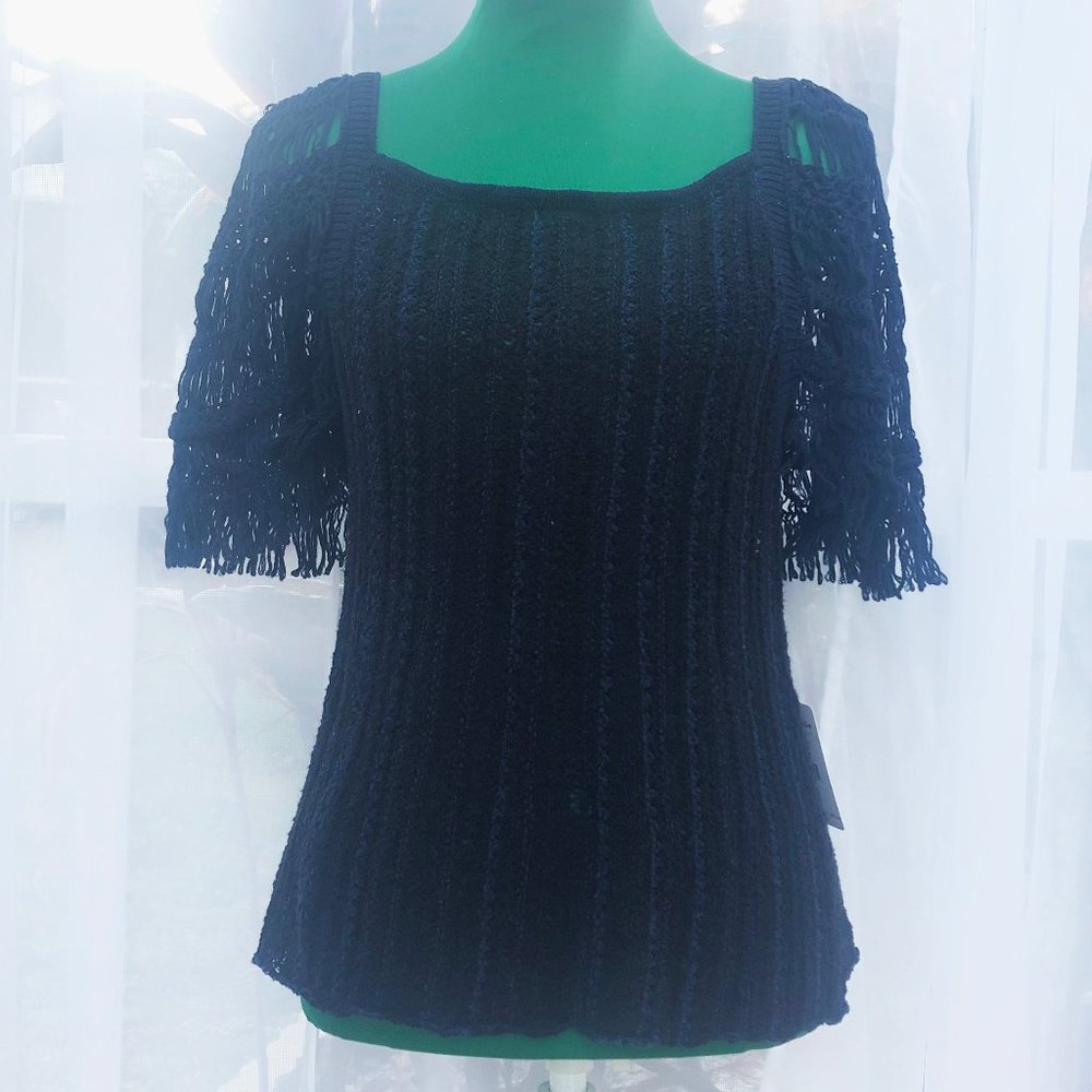 Free People Blackbird Macrame Top Indigo